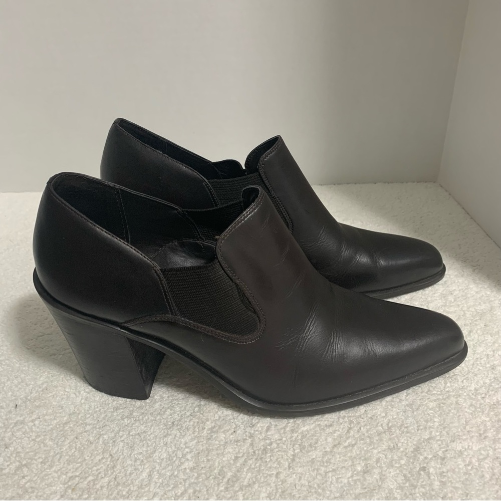 Bernardo‎ Cindi Ankle Boots Women's 9.5M Brown Leather Block Heel Booties